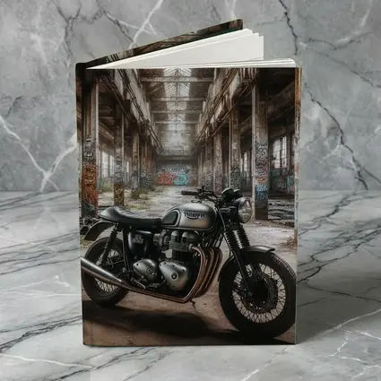 Triumph Motorcycle Parked Abandoned Industrial Warehouse