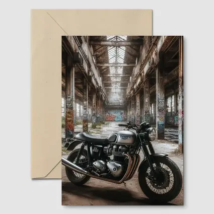 Triumph Motorcycle Parked Abandoned Industrial Warehouse