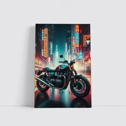 Triumph Motorcycle Neon City Street Night