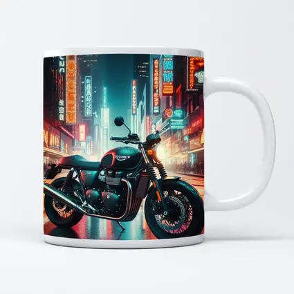 Triumph Motorcycle Neon City Street Night