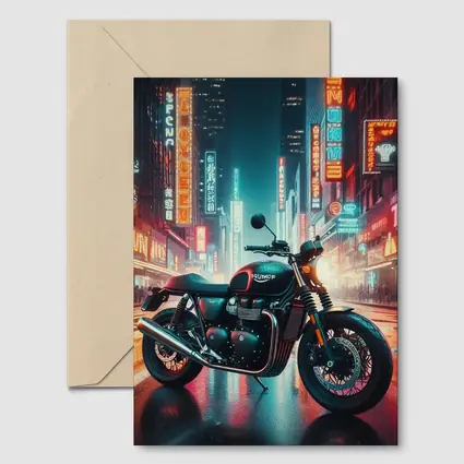 Triumph Motorcycle Neon City Street Night