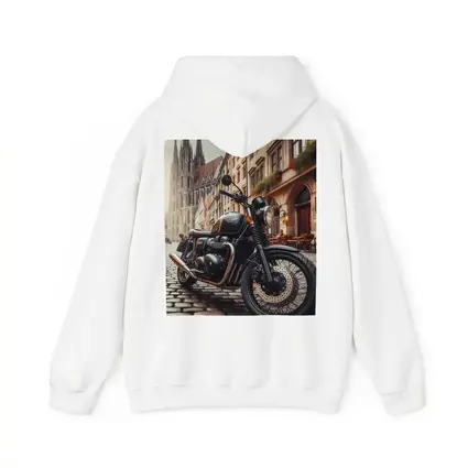 Triumph Motorcycle Parked on European Cobblestone Street