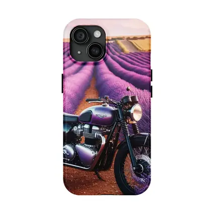 Triumph Motorcycle Parked In Lavender Fields