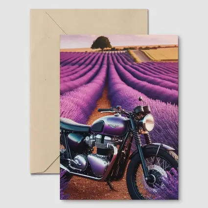 Triumph Motorcycle Parked In Lavender Fields