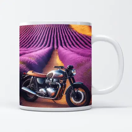 Triumph Motorcycle Parked In Lavender Fields