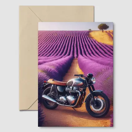 Triumph Motorcycle Parked In Lavender Fields