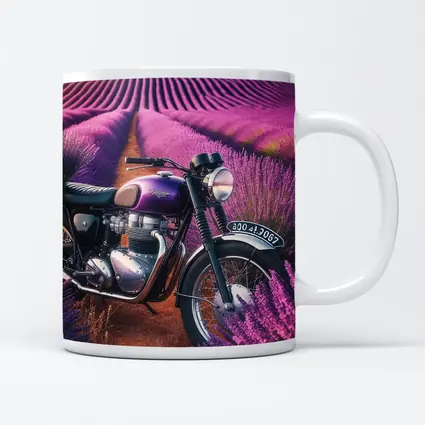Triumph Motorcycle Parked in Lavender Fields