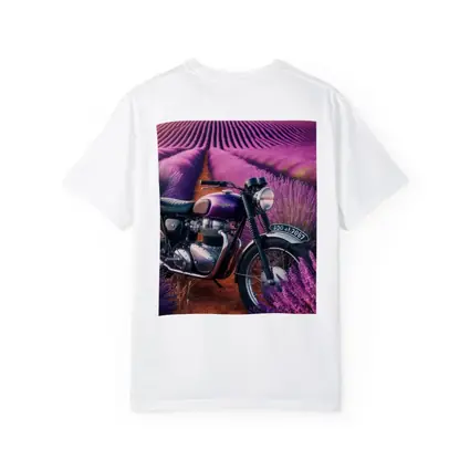 Triumph Motorcycle Parked in Lavender Fields