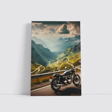 Classic Motorcycle Mountain Road Winding Landscape