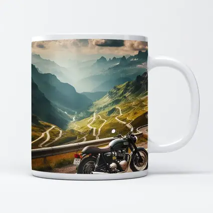 Classic Motorcycle Mountain Road Winding Landscape