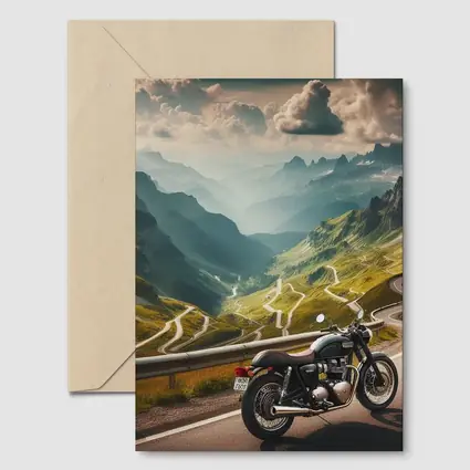 Classic Motorcycle Mountain Road Winding Landscape