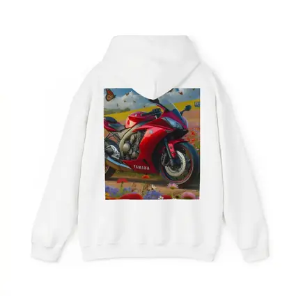 Red Yamaha Sport Bike Wildflower Field Butterflies