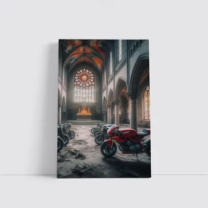Ducati Motorcycles Inside Abandoned Gothic Church