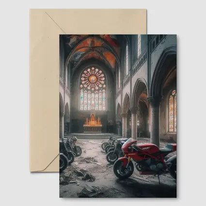 Ducati Motorcycles Inside Abandoned Gothic Church