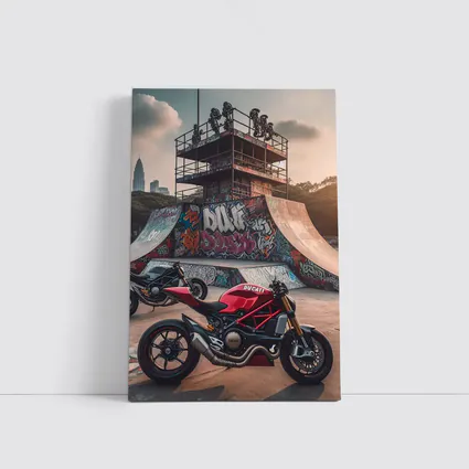 Ducati Monster Red Motorcycle Skatepark Graffiti