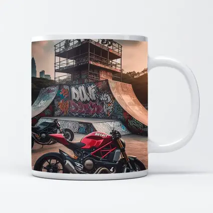 Ducati Monster Red Motorcycle Skatepark Graffiti