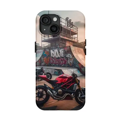 Ducati Monster Red Motorcycle Skatepark Graffiti