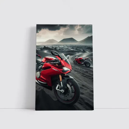 Ducati Superbike Red Volcanic Desert Landscape