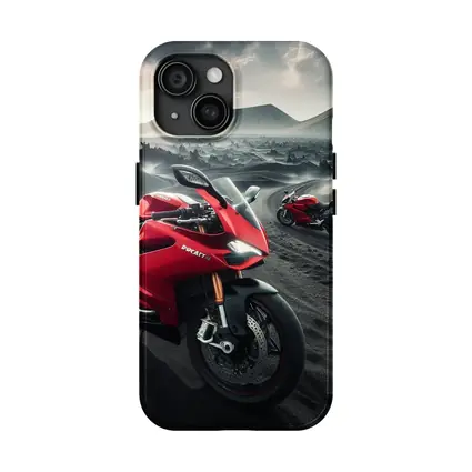Ducati Superbike Red Volcanic Desert Landscape