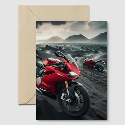 Ducati Superbike Red Volcanic Desert Landscape