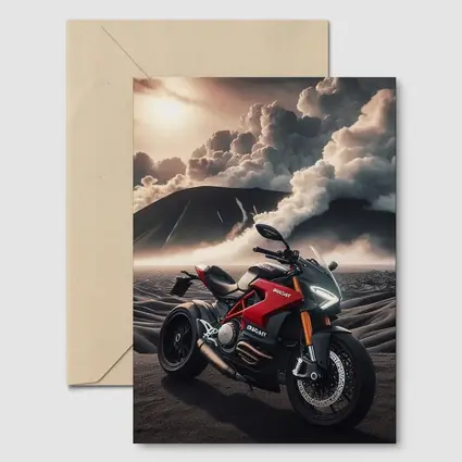 Ducati Streetfighter Red Motorcycle Desert Clouds