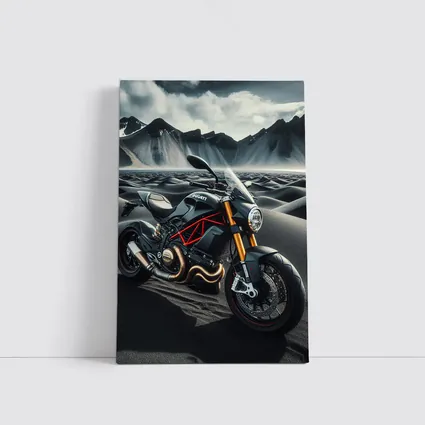 Ducati Monster Motorcycle Dark Desert Mountains