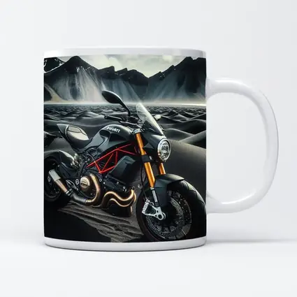 Ducati Monster Motorcycle Dark Desert Mountains