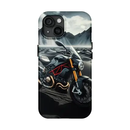 Ducati Monster Motorcycle Dark Desert Mountains