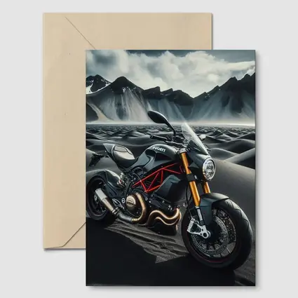 Ducati Monster Motorcycle Dark Desert Mountains