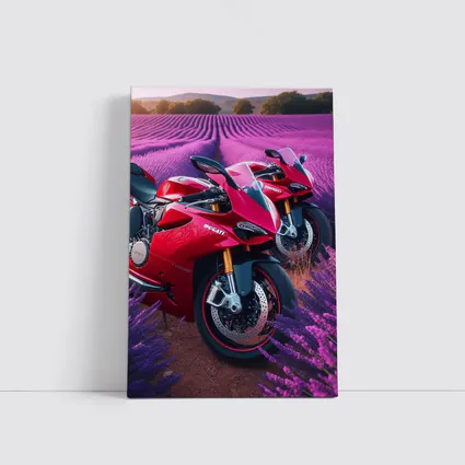 Red Ducati Superbike Lavender Field Background