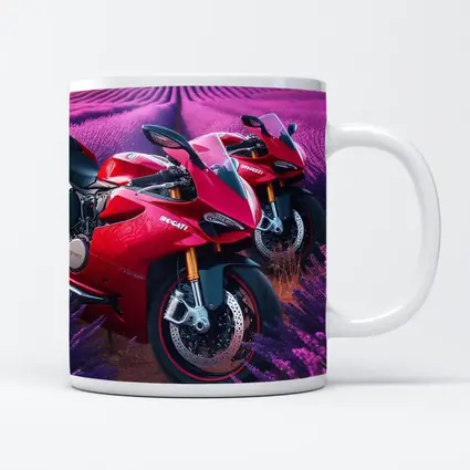 Red Ducati Superbike Lavender Field Background