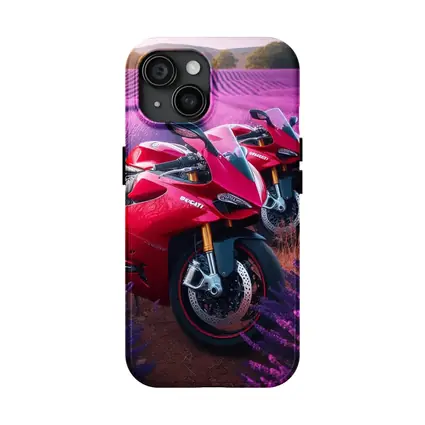 Red Ducati Superbike Lavender Field Background