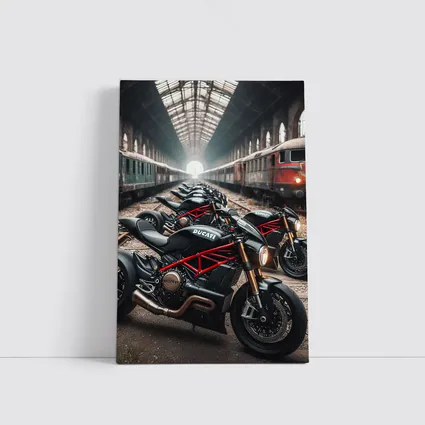 Ducati Streetfighter Motorcycles Inside Train Station