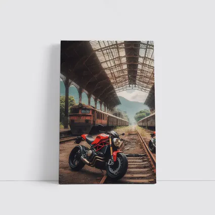 Red Ducati Monster Abandoned Train Station