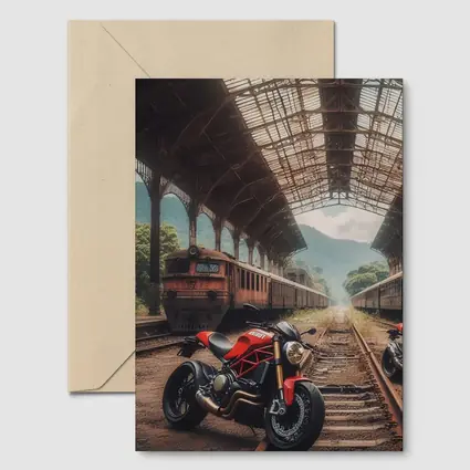 Red Ducati Monster Abandoned Train Station