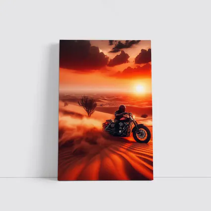 Harley Davidson Cruiser Desert Sunset Ride