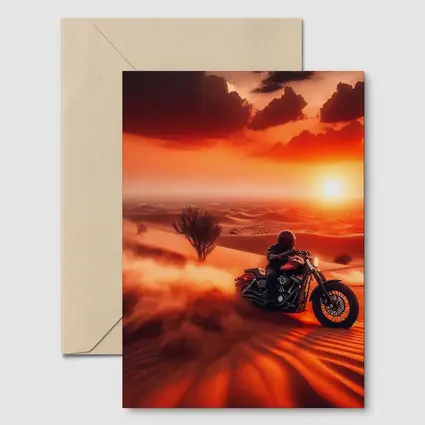 Harley Davidson Cruiser Desert Sunset Ride
