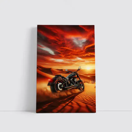 Harley Davidson Cruiser Motorcycle Desert Sunset