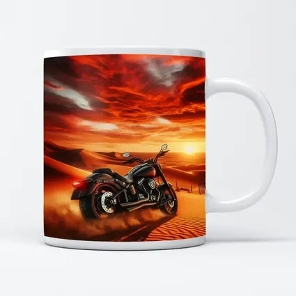 Harley Davidson Cruiser Motorcycle Desert Sunset