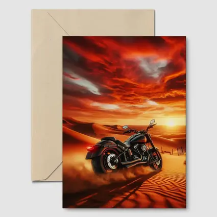 Harley Davidson Cruiser Motorcycle Desert Sunset
