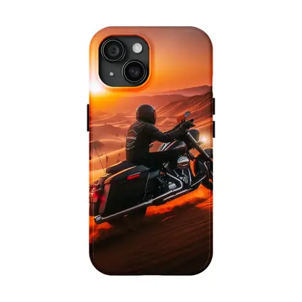Harley Davidson Bagger Riding Desert Sunset