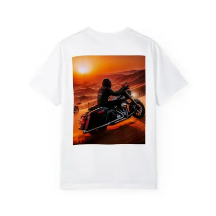 Harley Davidson Bagger Riding Desert Sunset