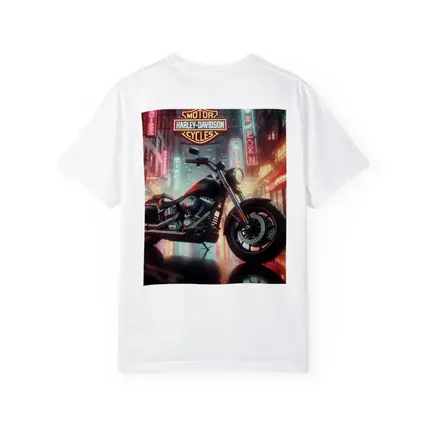Harley Davidson Motorcycle Rainy Neon City Street