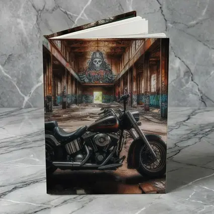 Harley Davidson Chopper Abandoned Warehouse Graffiti