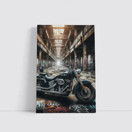 Harley Davidson Chopper Abandoned Industrial Warehouse