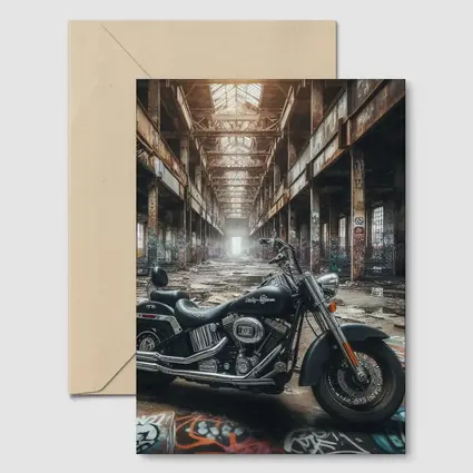 Harley Davidson Chopper Abandoned Industrial Warehouse