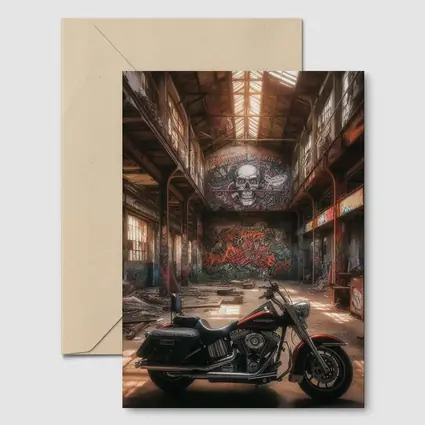 Harley Davidson Cruiser Abandoned Warehouse Graffiti