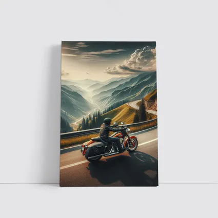 Harley Davidson Cruiser Riding Mountain Road