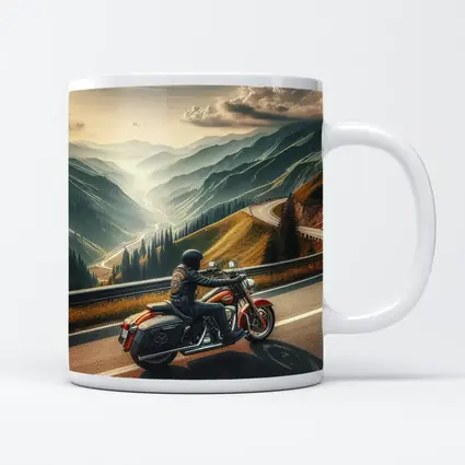 Harley Davidson Cruiser Riding Mountain Road