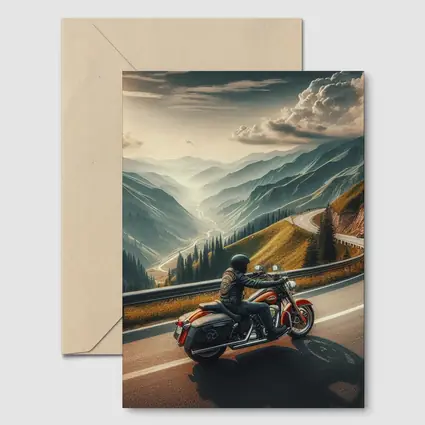 Harley Davidson Cruiser Riding Mountain Road